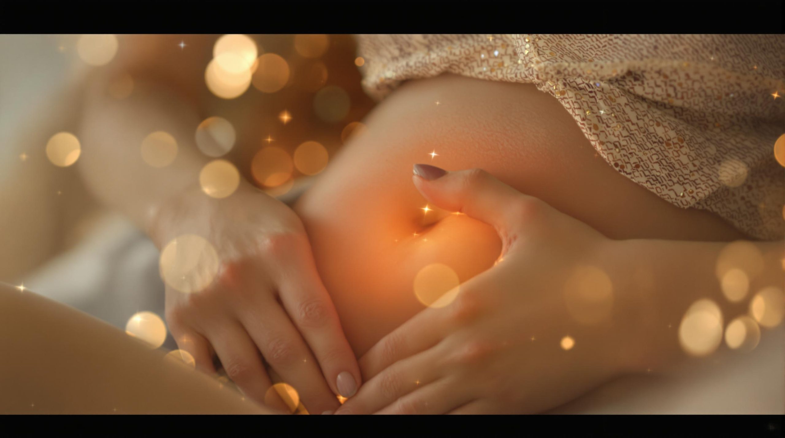 a woman touching her belly